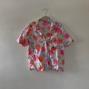 vintage floral short sleeve button up